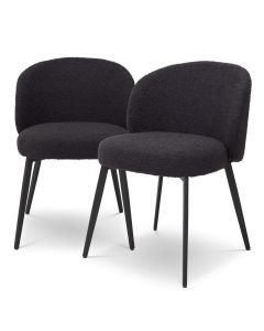 Lloyd Dining Chairs in Bouclé black Set of 2