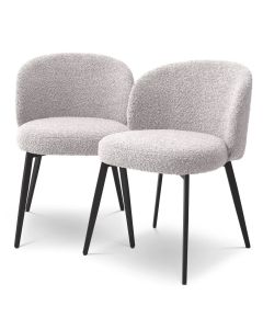 Lloyd Dining Chairs in Bouclé grey Set of 2