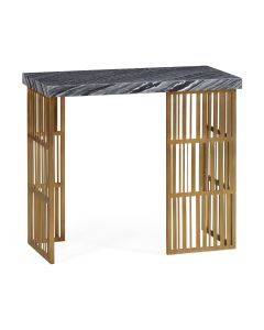 Outdoor Rectangular Brass and Marble Console Table