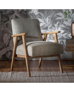 Hereford Mid Century Style Armchair in Pebble Linen