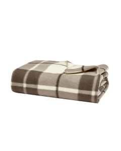 Aria Large Natural Checked Fleece Blanket