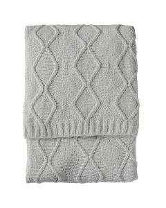 Aurelia Chenille Cable Knit Throw in Grey