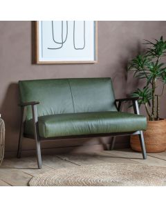 Hereford 2 Seater Sofa in Green Leather