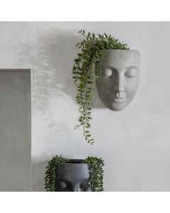 Face Outdoor Wall Planter in Grey