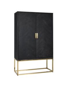 Blackbone Tall Black Storage Cabinet Gold Base