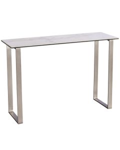 Phoenix Console Table in White Ceramic Marble