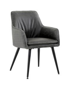 Pavilion Chic Dining Chair Oliver with Arms in PU Leather - Grey