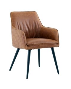 Pavilion Chic Dining Chair Oliver with Arms in PU Leather - Tan