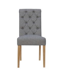 Ludlow Scroll Button Back Dining Chair in Light Grey