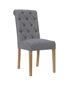 Ludlow Scroll Button Back Dining Chair in Light Grey