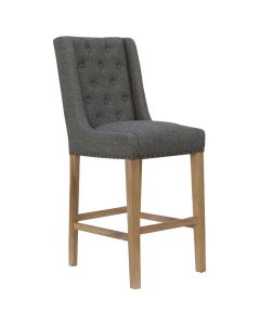 Exeter Button Back Bar Stool with Studs in Dark Grey