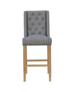 Exeter Button Back Bar Stool with Studs in Light Grey