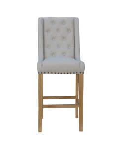 Exeter Button Back Bar Stool with Studs in Natural 