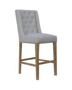 Exeter Button Back Bar Stool with Studs in Natural 