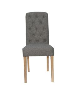 Perth Button Back Upholstered Dining Chair in Dark Grey