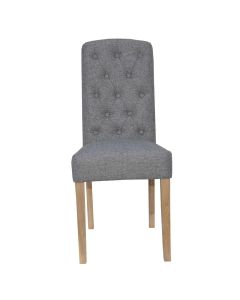 Perth Button Back Upholstered Dining Chair in Light Grey