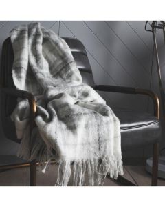 Nevis Faux Mohair Throw in Check Grey