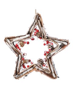 Christmas Star Decoration Bark & Berry 38cm