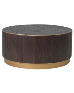 Pavilion Chic Coffee Table Round Brushed Elm & Copper