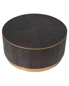 Pavilion Chic Coffee Table Round Brushed Elm & Copper