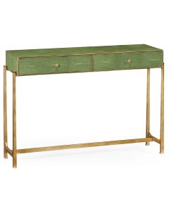 Console Table 1930s in Green Faux Shagreen