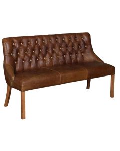 Stanton 3 Seater Dining Bench in Brown Leather