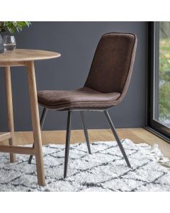 Painswick Dining Chair in Faux Brown Leather Set of 2