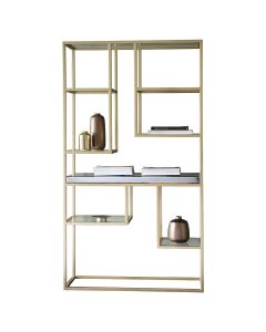 Display Unit Tottori with Glass Shelves - Gold Frame