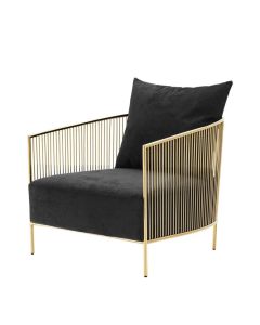 Eichholtz Occasional Chair Knox Gold Arm Upholstered in Velvet