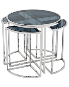 Eichholtz Side Table Vicenza - Polished Stainless Steel & Smoke Glass