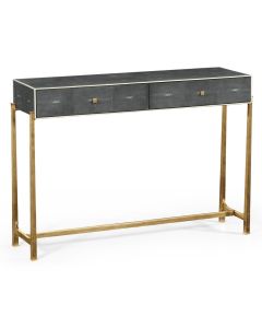 Faux anthracite shagreen console with bronze base