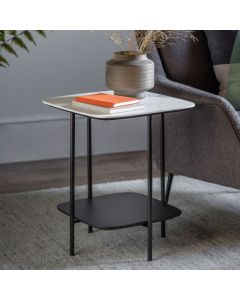Mesa White Marble Effect Side Table