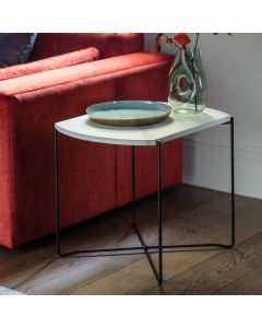 Hackney White Marble Effect Side Table