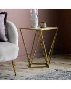 Essex Gold Side Table with Marble Top