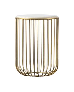 June Gold Side Table with Marble Top