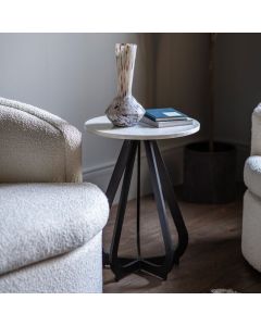 May Black Side Table with Marble Top