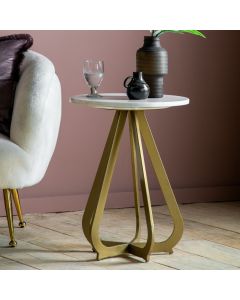 May Gold Side Table with Marble Top