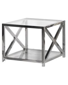 Pavilion Chic Coffee Table Glass with Steel X-Frame