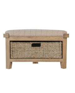 Rustic Corner Hall Bench with Basket