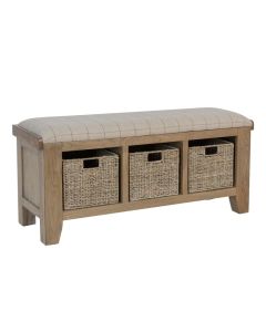 Rustic Hall Bench with 3 Baskets