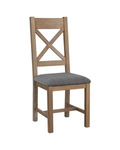 Rustic Cross Back Dining Chair in Grey Check