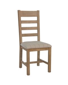 Rustic Slatted Dining Chair in Natural Check