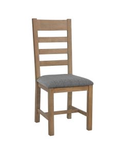 Rustic Slatted Dining Chair in Grey Check