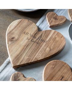 All You Need is Love Wooden Heart Shaped Chopping Board