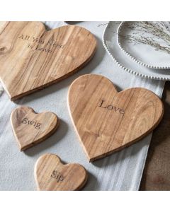 Love Wooden Heart Shaped Chopping Board