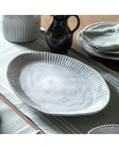 Agatha White Porcelain Ridged Platter