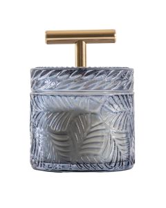 Silas Sandalwood Candle in Blue Glass Jar