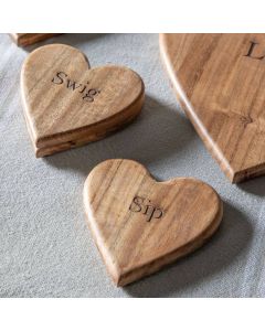 Sip & Swig Wooden Heart Coasters Set of 4
