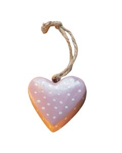 Hanging Pink Dotted Hearts Set of 6