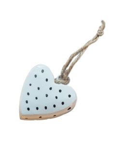 Hanging White Dotted Hearts Set of 6